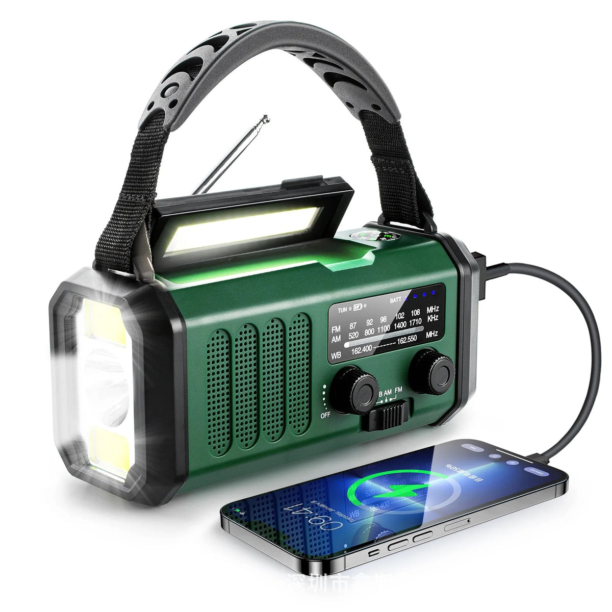 Solar-Handkurbelradio mit 10000 mAh – NOAA, Taschenlampe und Powerbank