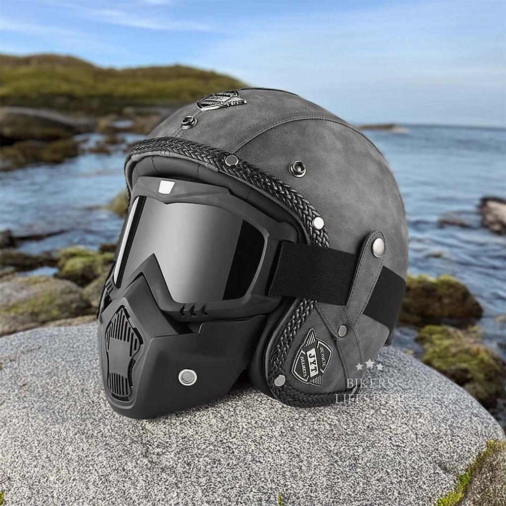 MotoJet Retro Chopper Helmet — DOT and ECE Certified, 3/4 Open Face