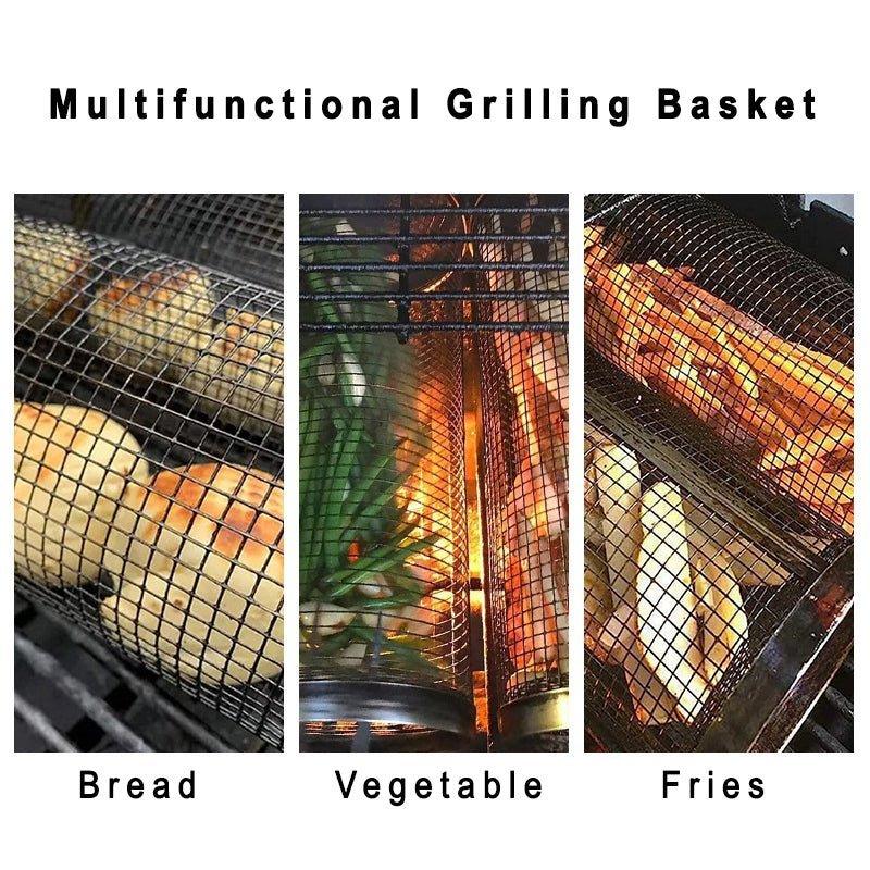 2-teiliges antihaftbeschichtetes Grill-Rollkörbchen für BBQ-Gemüse