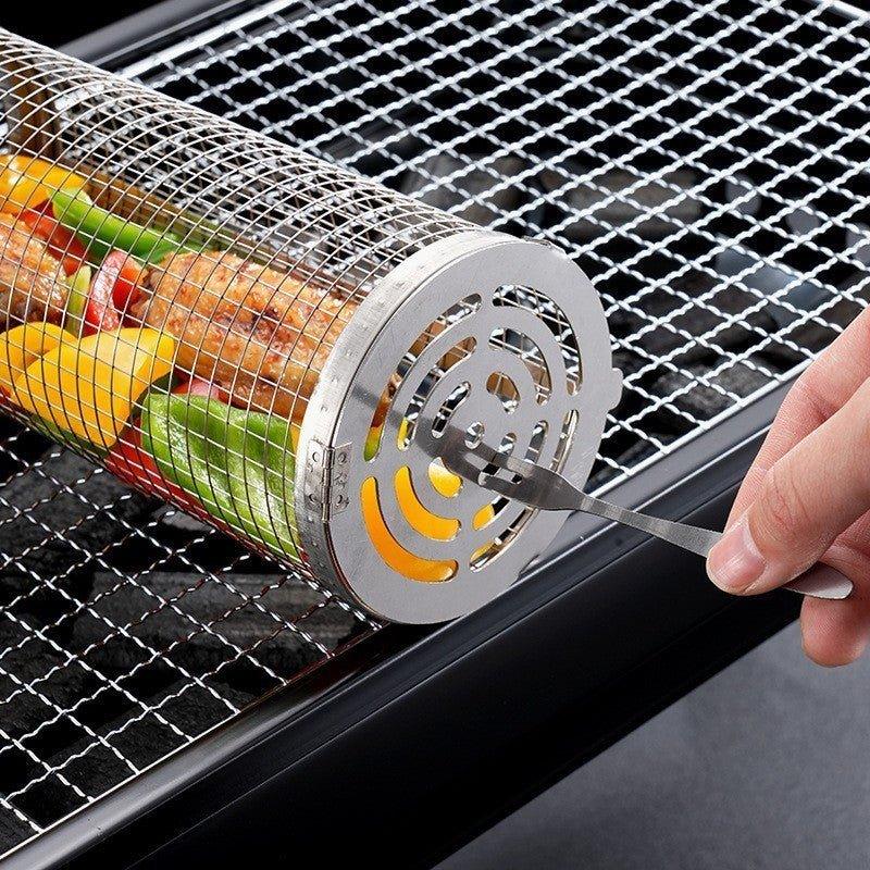 2-teiliges antihaftbeschichtetes Grill-Rollkörbchen für BBQ-Gemüse