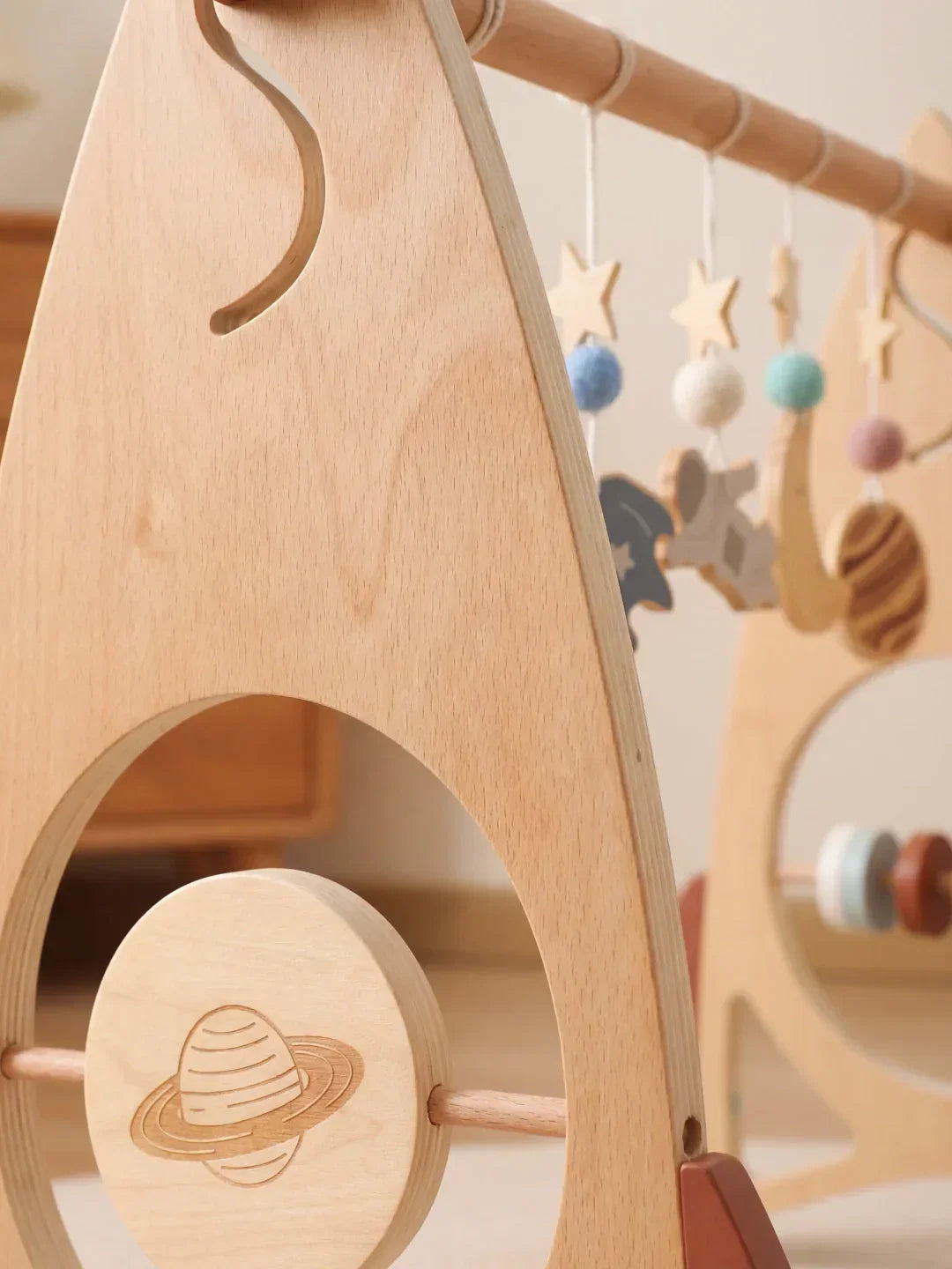 Wooden Sensory Play Arch — Space Rocket and Star Themed Toy Gym