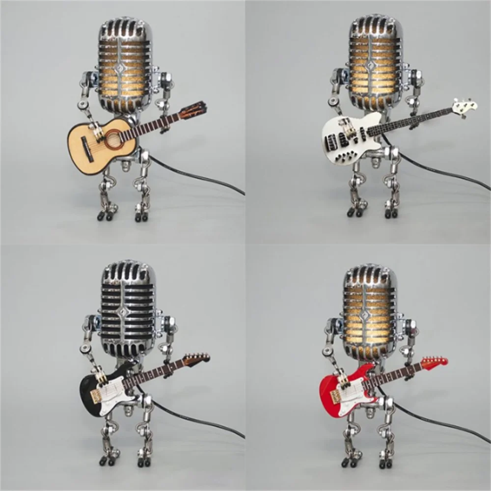 Guitarlamp robotbordlampe med gitar, dimbart lys