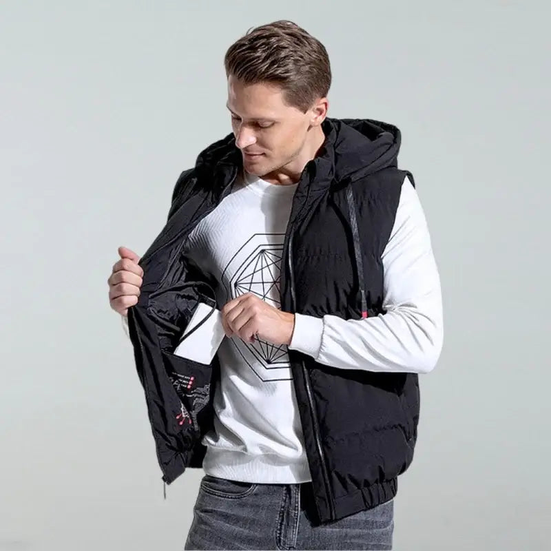 Gilet à capuche chauffant Thermo — isolation ultra-chaude pour toutes les conditions météo