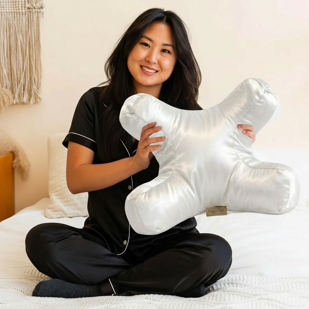 Beauty Sleep Anti-Wrinkle Bed Pillow — Smooth Satin Pillowcase