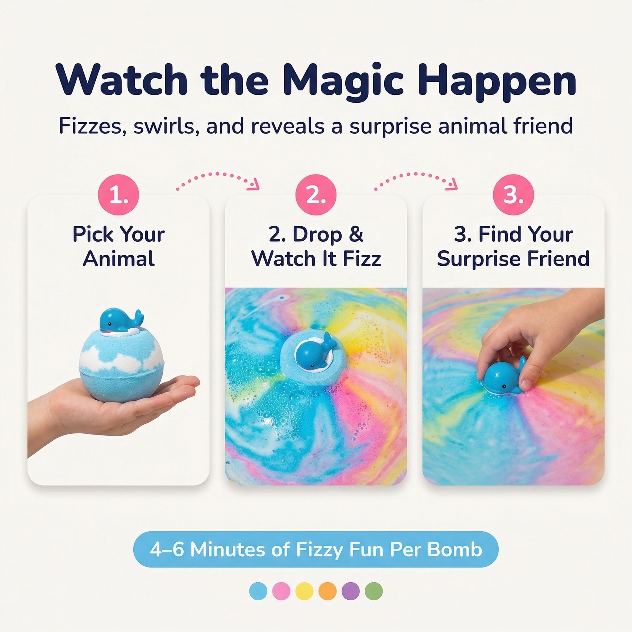 Colorful Fizzy Bath Bomb, Hidden Collectible Toy, Certified Safe For Sensitive Skin