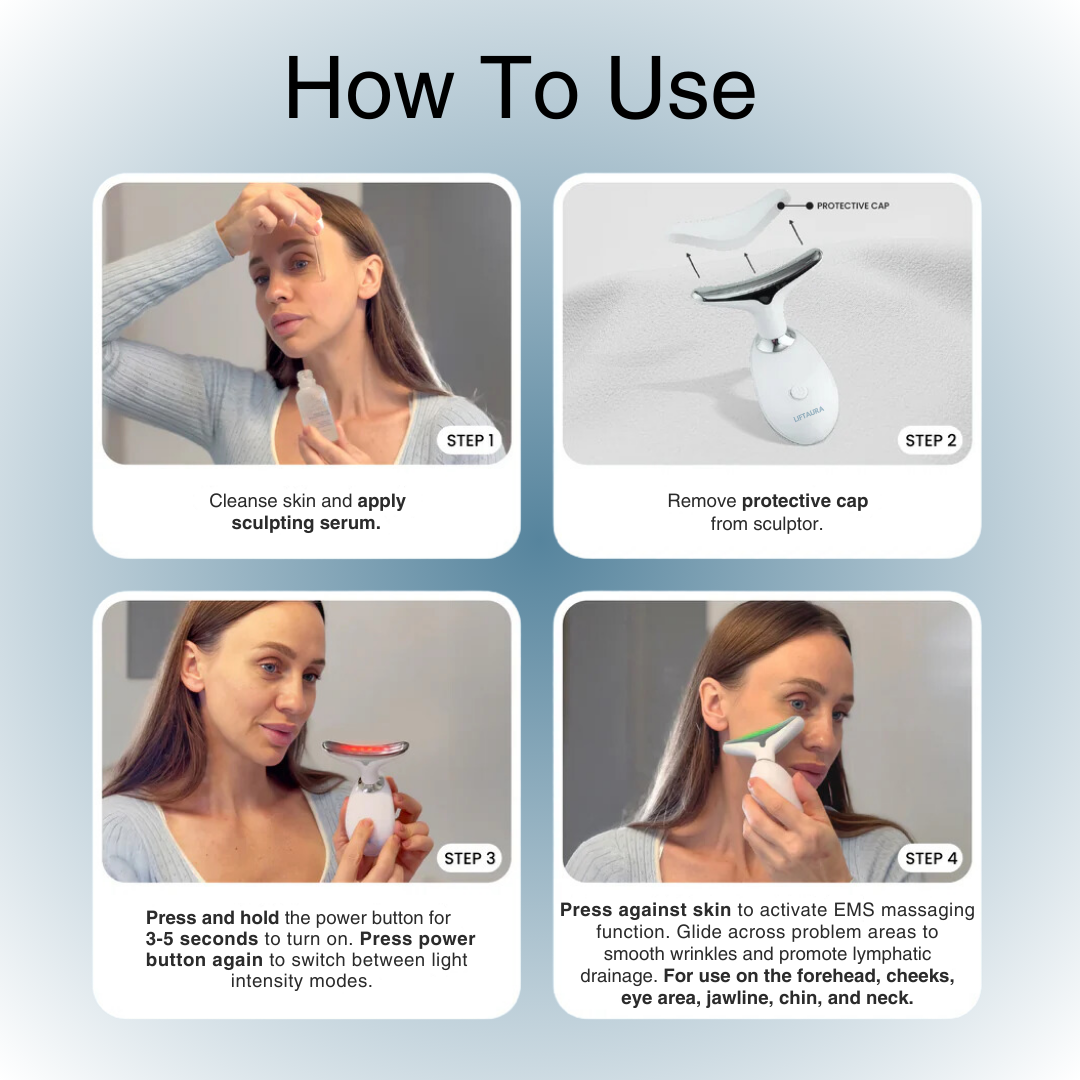 Sculpteur facial LED Powerglow 7-en-1 — masseur EMS