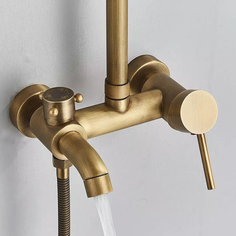 Antikes Duschsystem aus Messing — 7,9-Zoll-Duschkopf, Handbrause