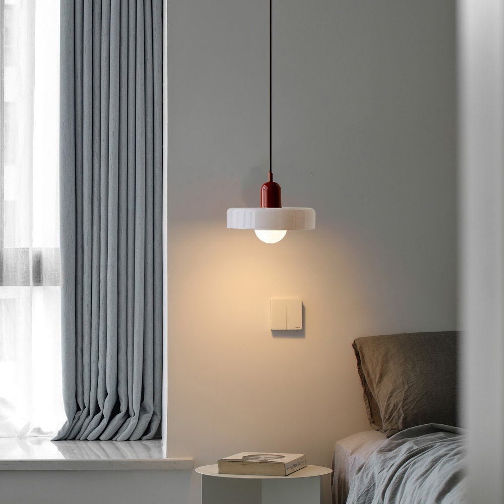 Liora Bauhaus Colored Glass Pendant Light - Adjustable Height Suspension