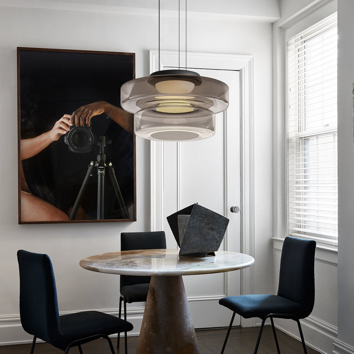 Bauhaus-Style Glass Pendant Light — Classic Moon Design