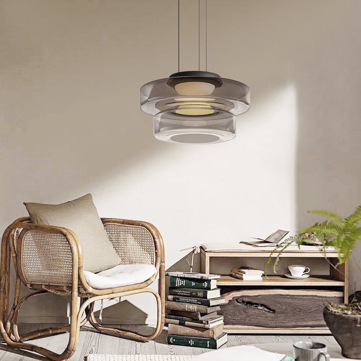 Bauhaus-Style Glass Pendant Light — Classic Moon Design