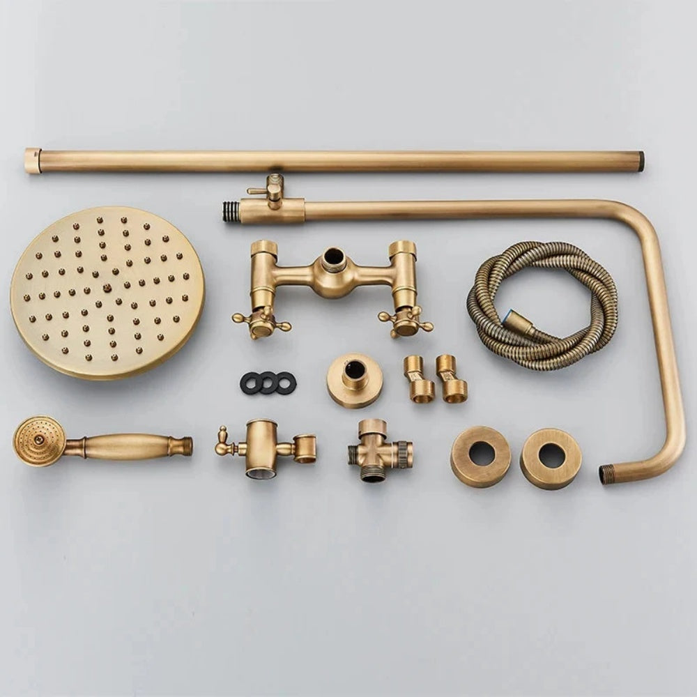 Luxuriöse antike Messing-Duscharmatur — Keramikventil, Handbrause aus Messing
