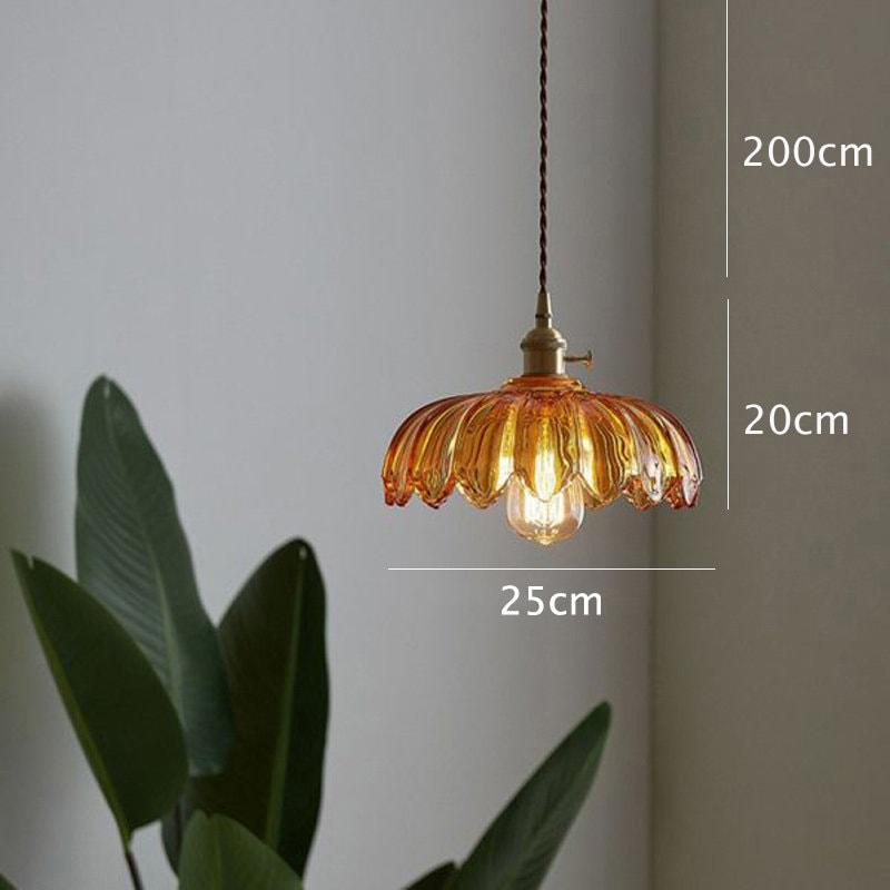 Vintage-LED-Pendelleuchte aus Glas im Jugendstil mit Lotusmotiv, inklusive Leuchtmittel