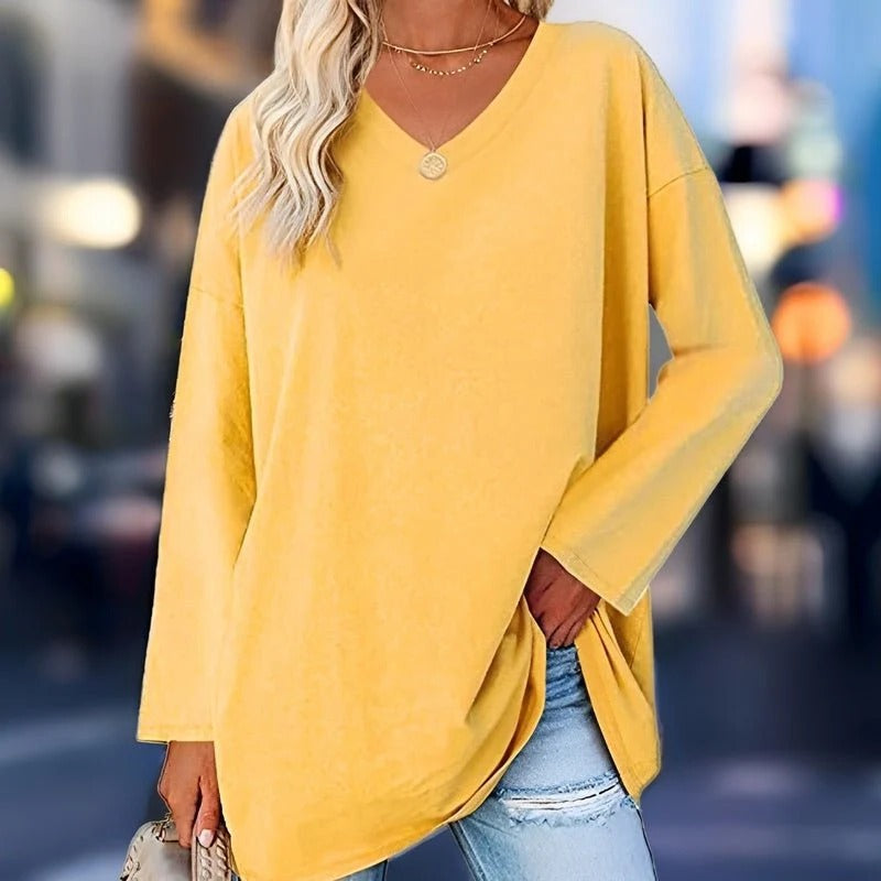 Your Trendy Long-Sleeved Shirt With V-Neck For Comfort | Filindra