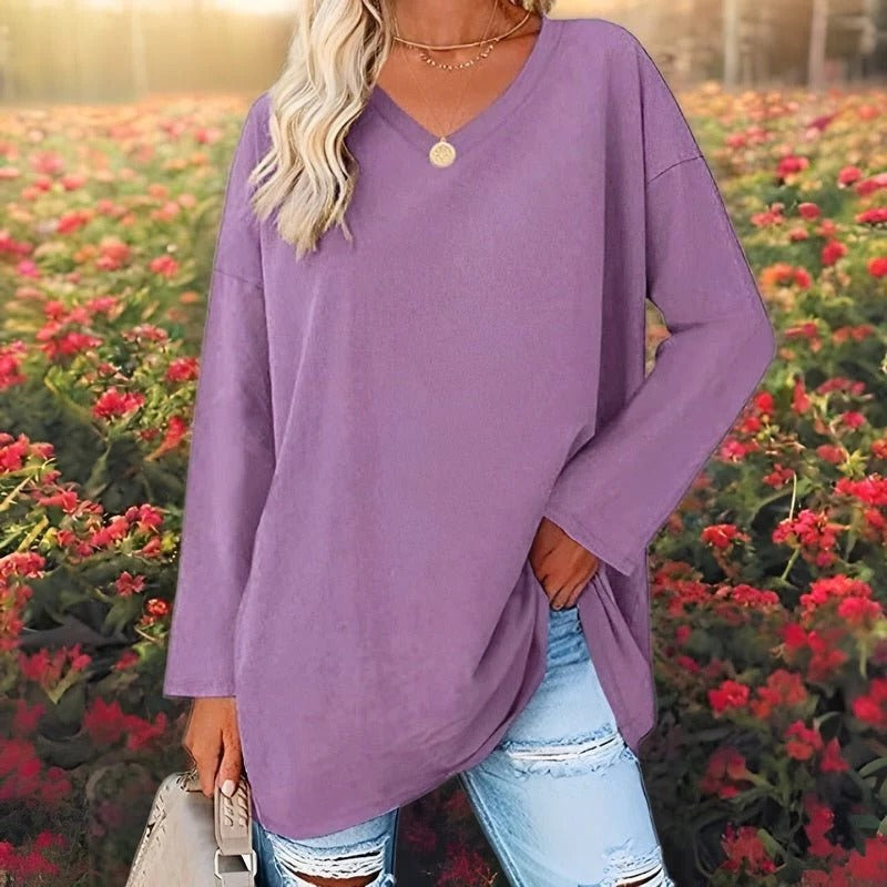 Your Trendy Long-Sleeved Shirt With V-Neck For Comfort | Filindra