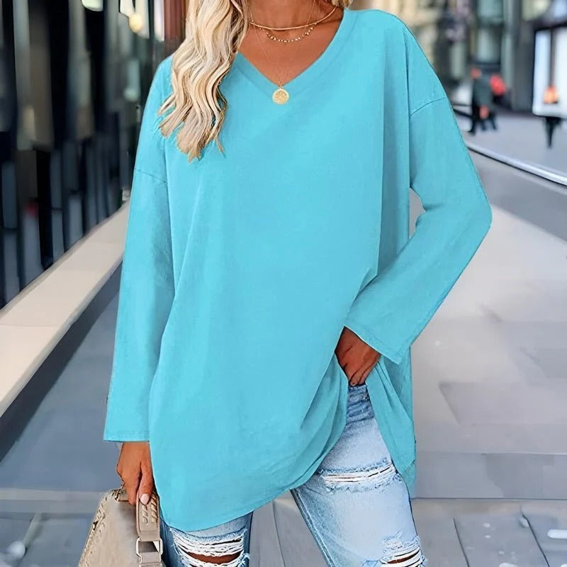 Your Trendy Long-Sleeved Shirt With V-Neck For Comfort | Filindra