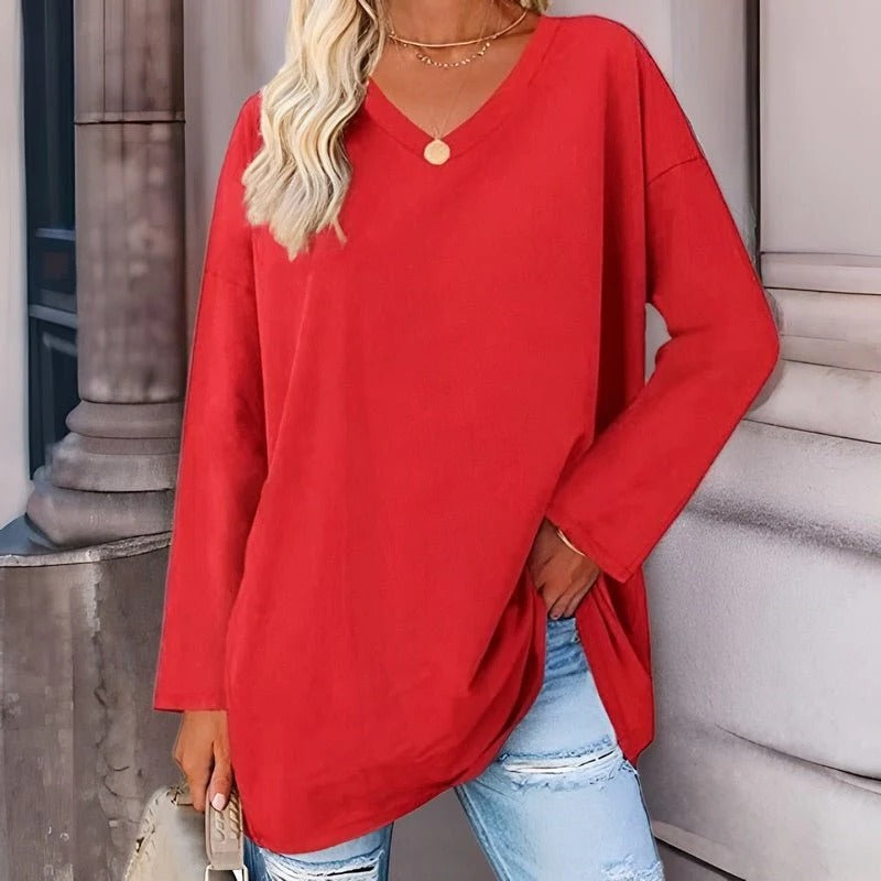 Your Trendy Long-Sleeved Shirt With V-Neck For Comfort | Filindra