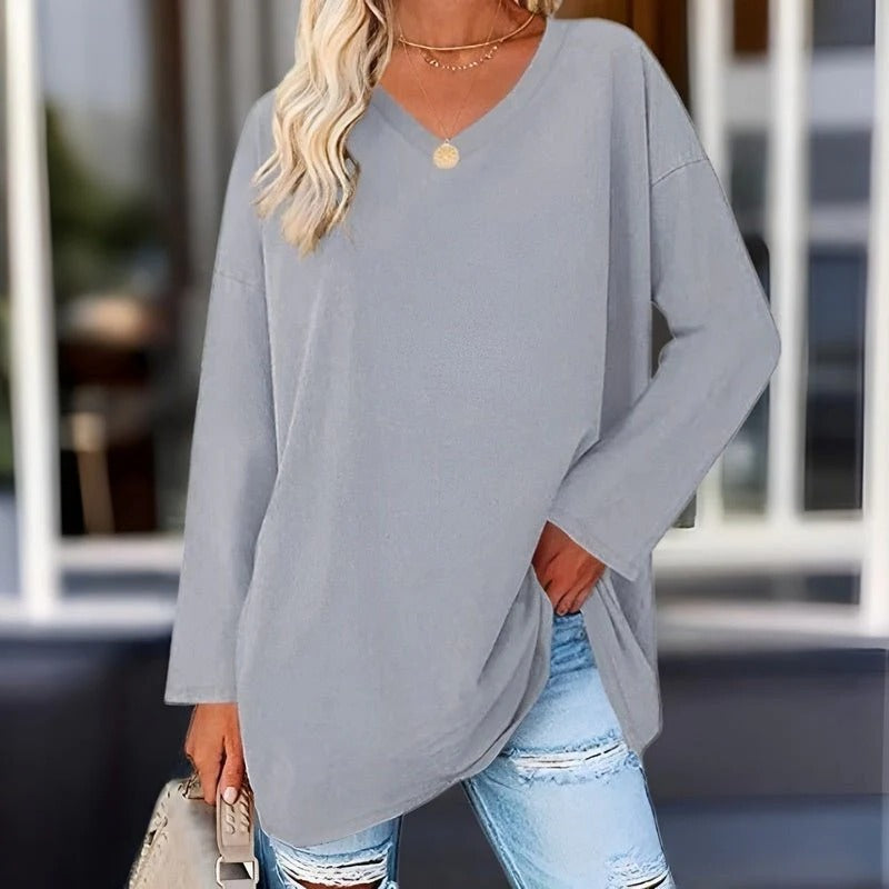 Your Trendy Long-Sleeved Shirt With V-Neck For Comfort | Filindra
