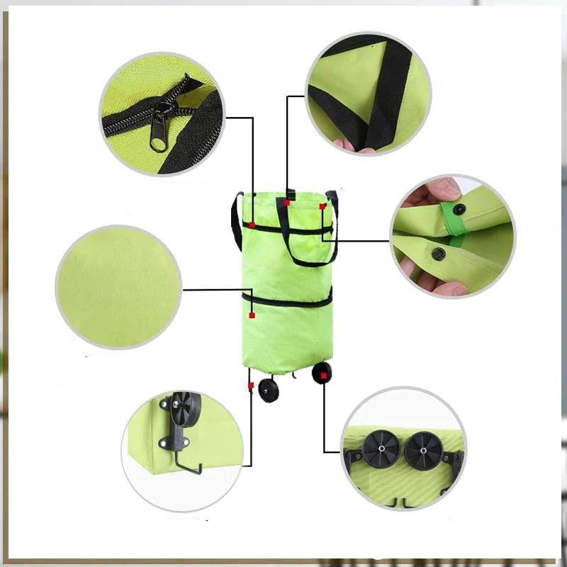 2-in-1 Foldable Shopping Bag with Wheels | Filindra