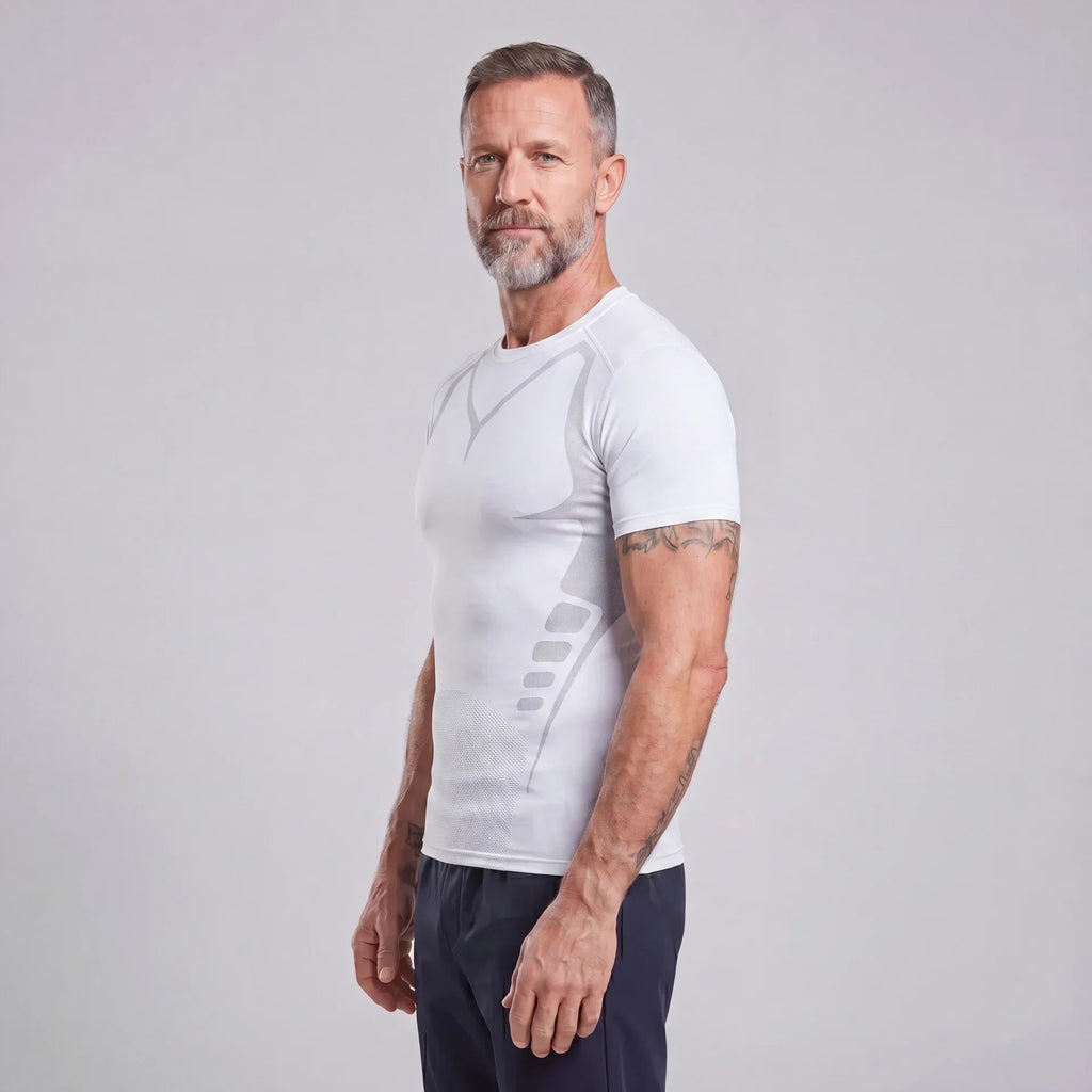 メンズ半袖イオンコンプレッションTシャツ — 計算された輪郭フィット