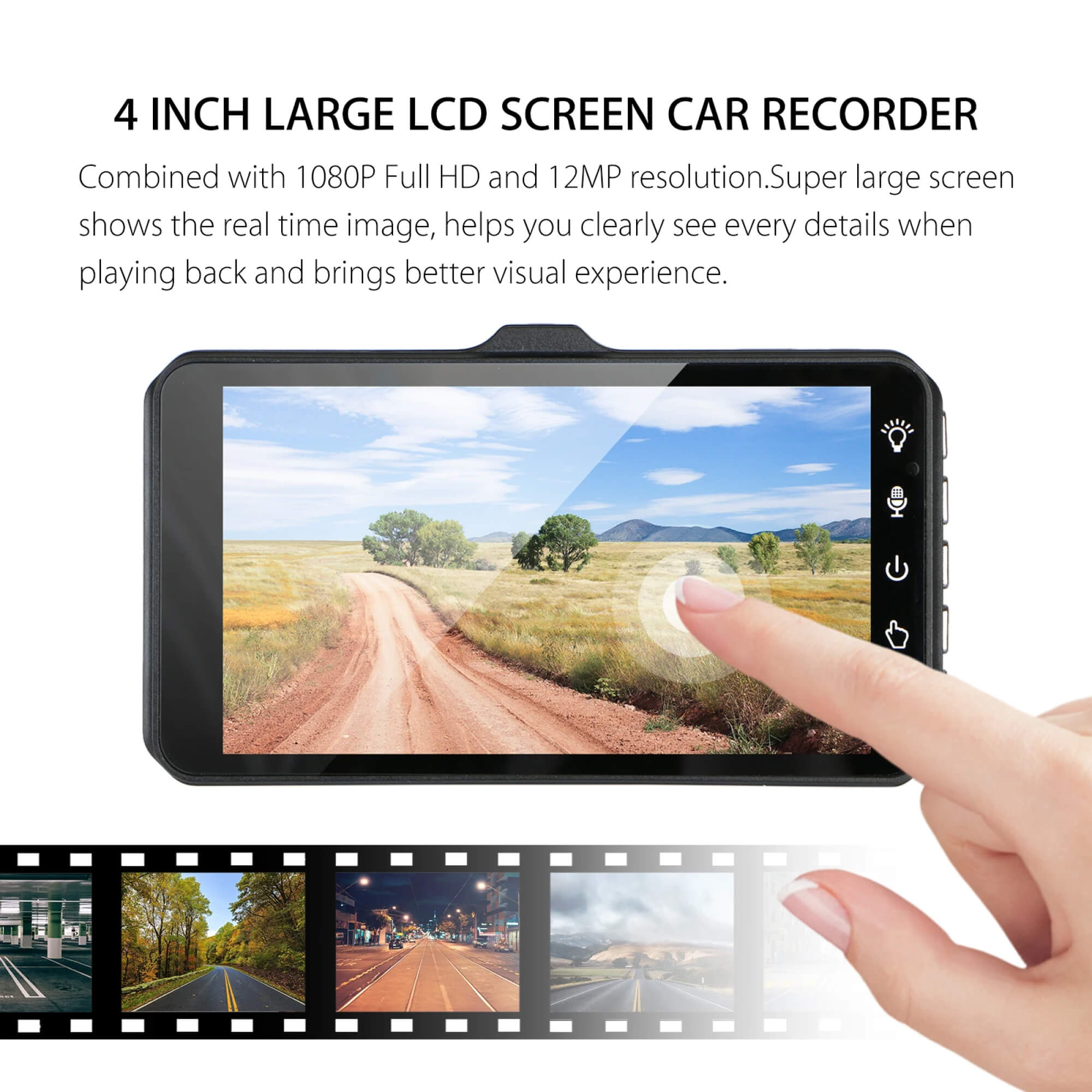 Bezdrátová duální autokamera — přední a zadní video v rozlišení 1080p, 4palcový LCD displej