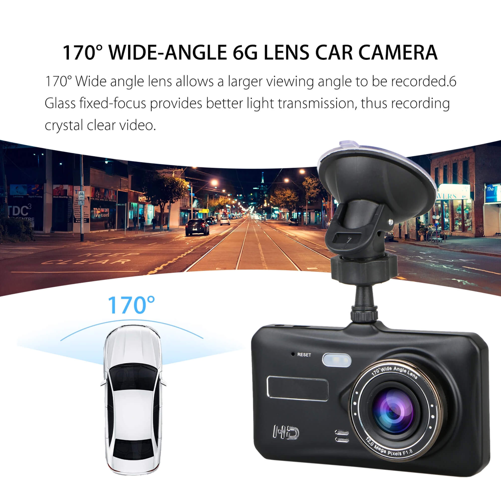 Bezdrátová duální autokamera — přední a zadní video v rozlišení 1080p, 4palcový LCD displej