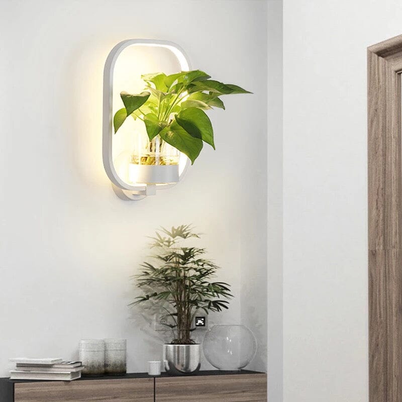 VerdantGlow Wall Light Planter Glass Plant Vessel Gallery Decor