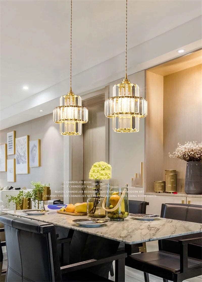 Lyra Crystal Pendants In Black And Gold For Modern Homes
