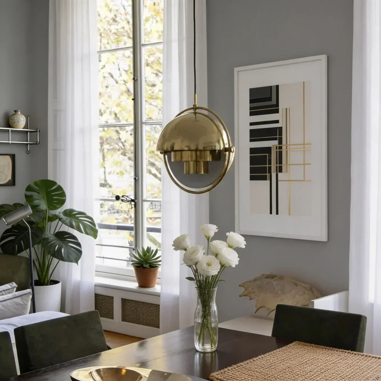 Danish Modern Directional Pendant Light — Rotating Inner Shade