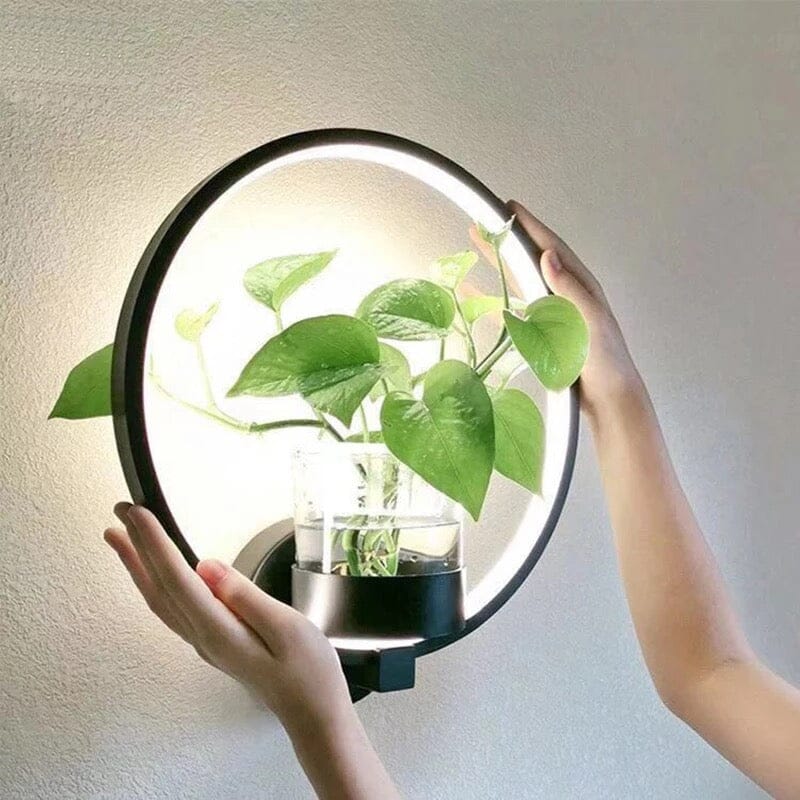 VerdantGlow Wall Light Planter Glass Plant Vessel Gallery Decor