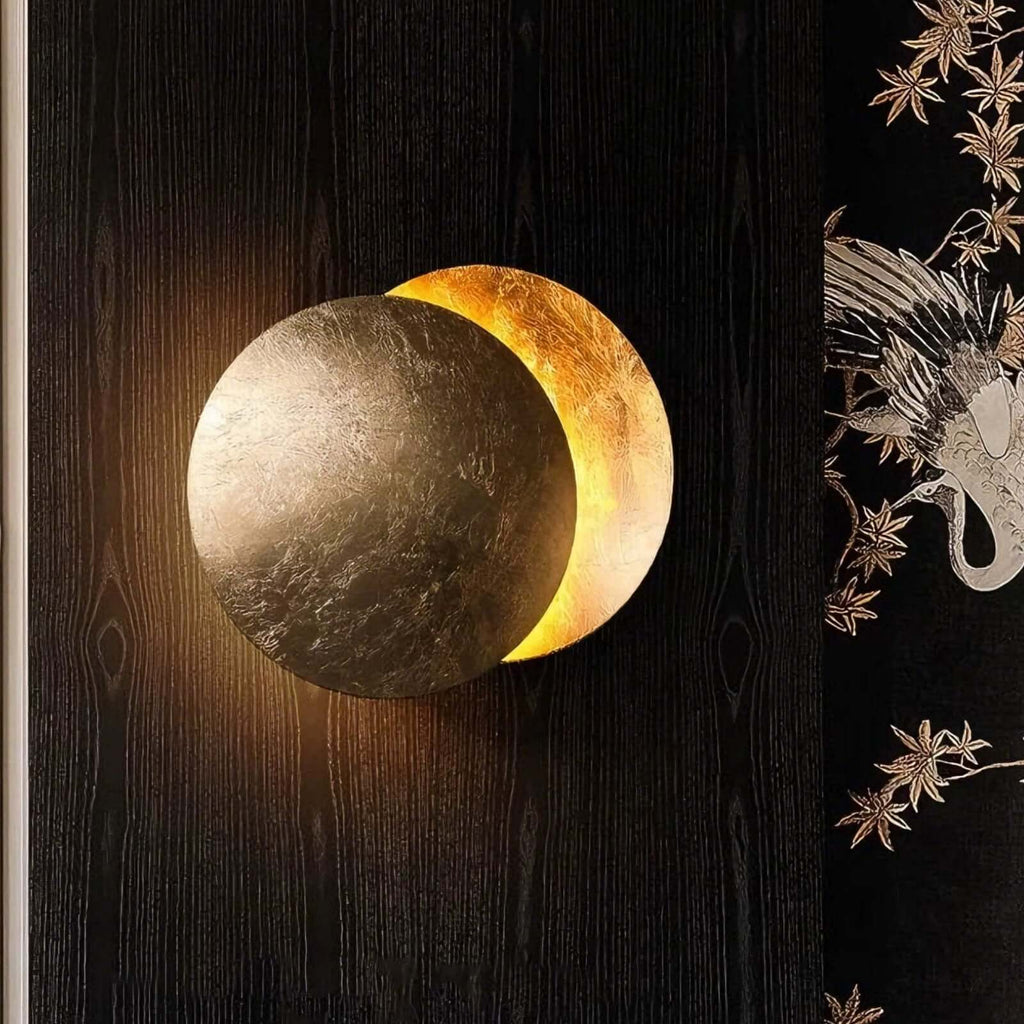 Nordic Moon LED Wall Lamp – Metal Gold/Red Copper for Bedroom - Flindria