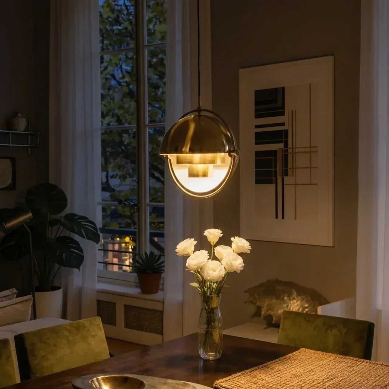 Danish Modern Directional Pendant Light — Rotating Inner Shade
