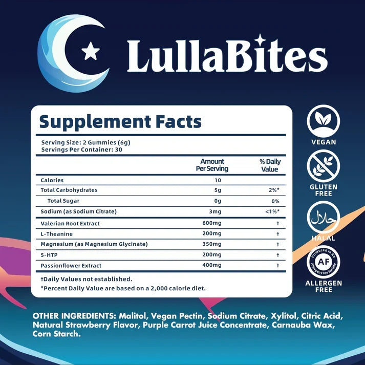 حلوى النوم القابلة للمضغ LullaBites: راحة عميقة وصفاء صباحي