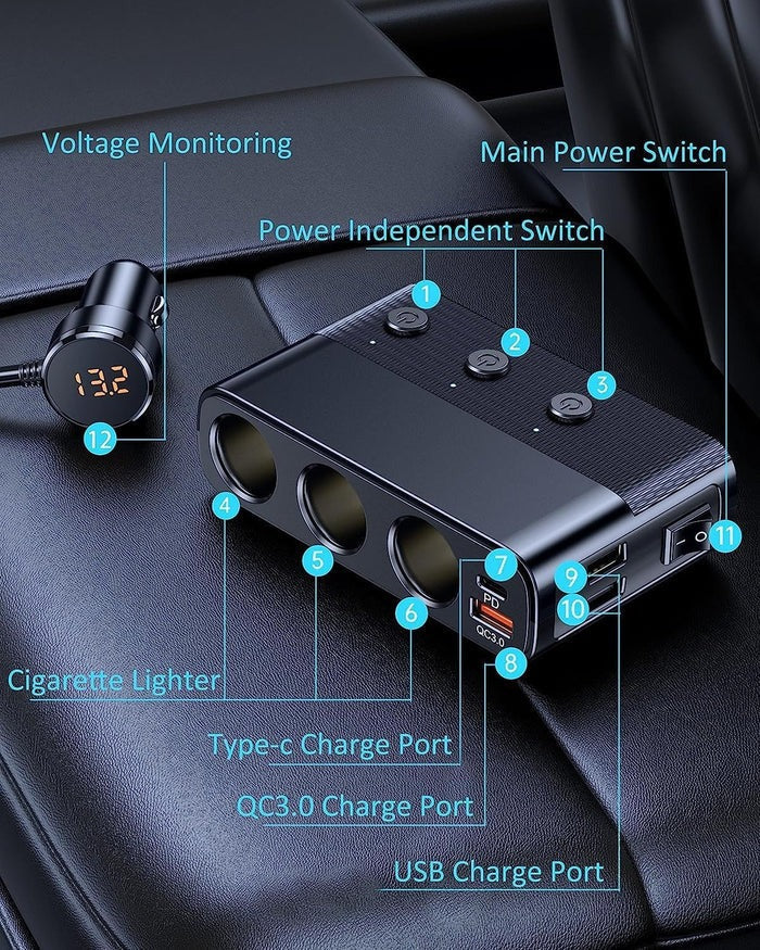 7-in-1 Car Cigarette Lighter Adapter | Filindra
