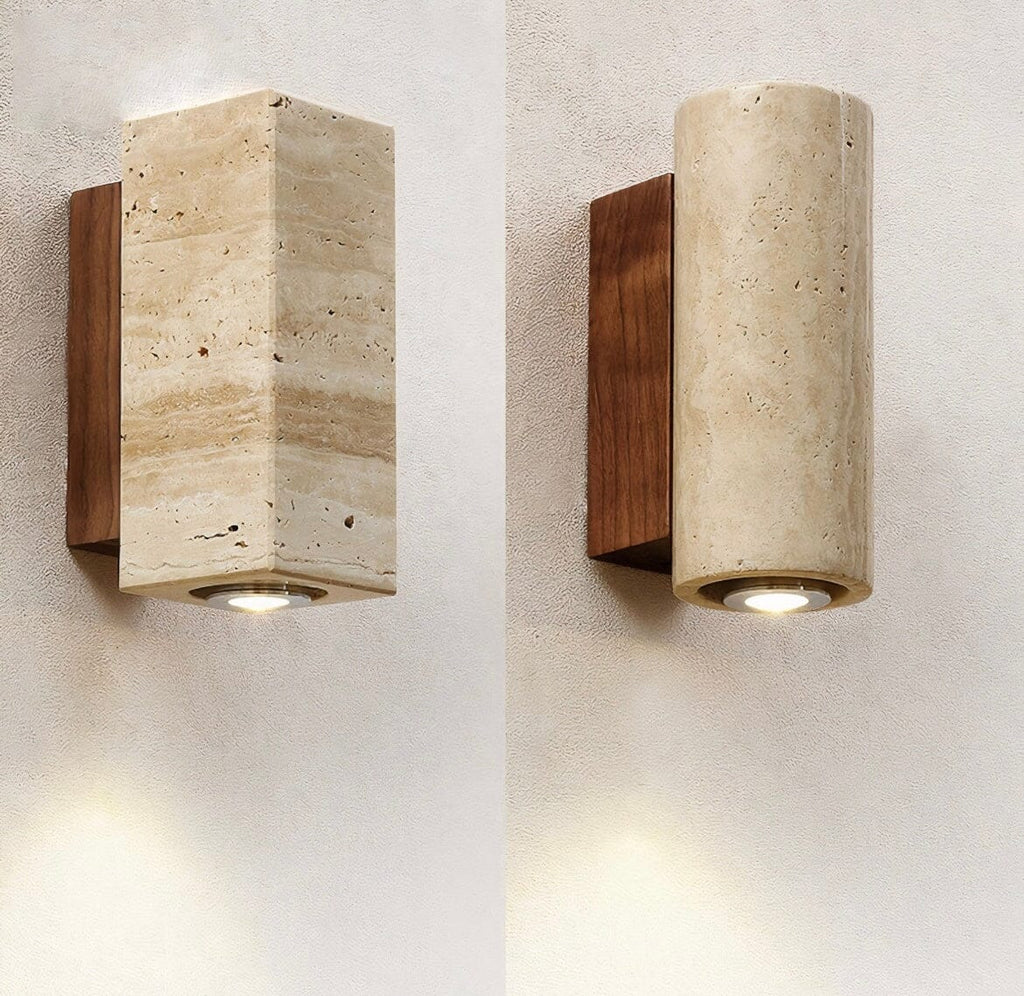 Lámpara de pared NYRA London de travertino negro — Diseño inspirado en Roma