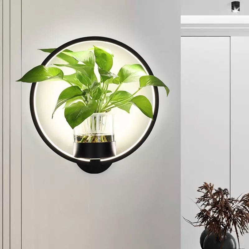 VerdantGlow Wall Light Planter Glass Plant Vessel Gallery Decor