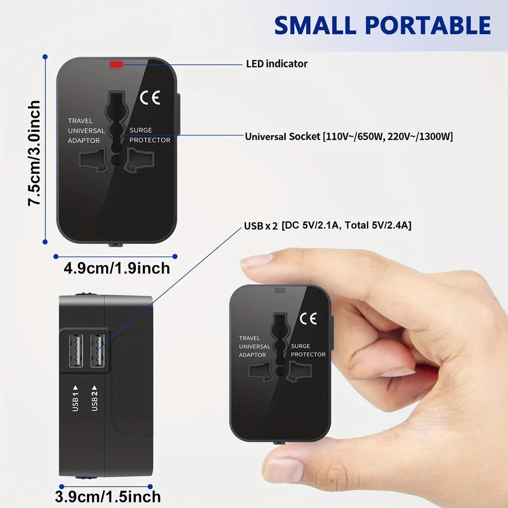 Worldwide Travel Adapter with Dual USB Charging Ports | Filindra