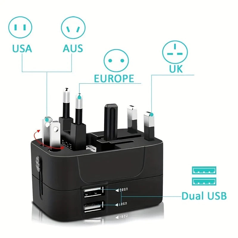 Worldwide Travel Adapter with Dual USB Charging Ports | Filindra