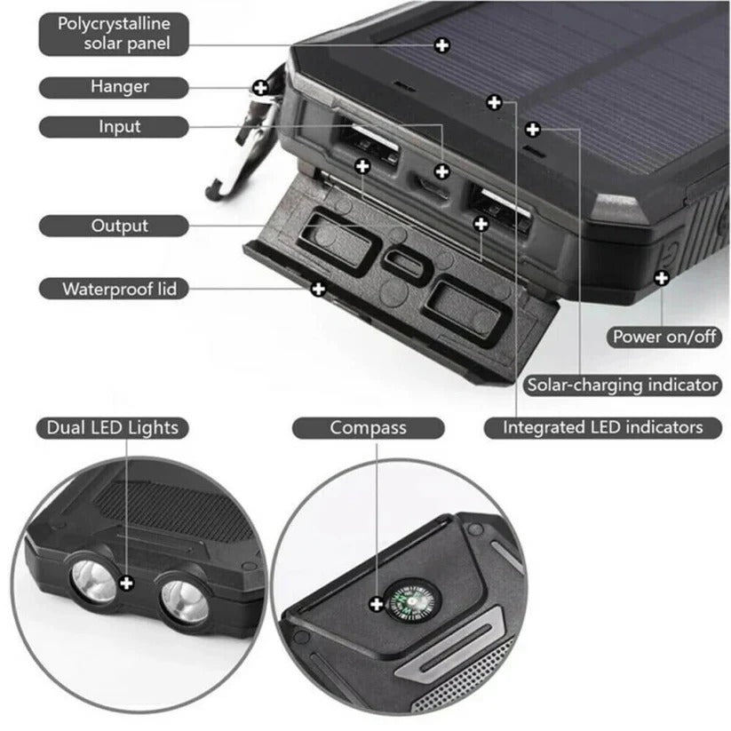 500000mAh Solar Charger Waterproof Power Bank External | Filindra