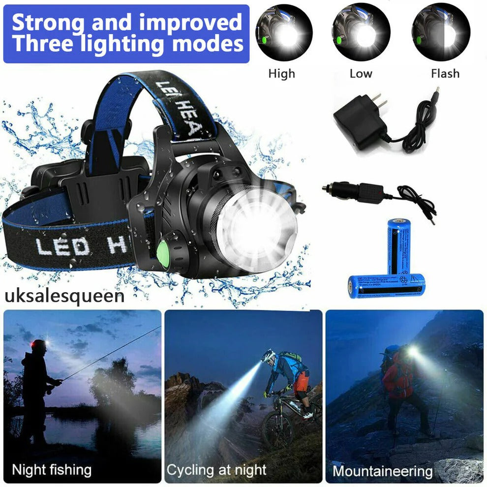 990000LM Rechargeable LED Headlamp | Filindra