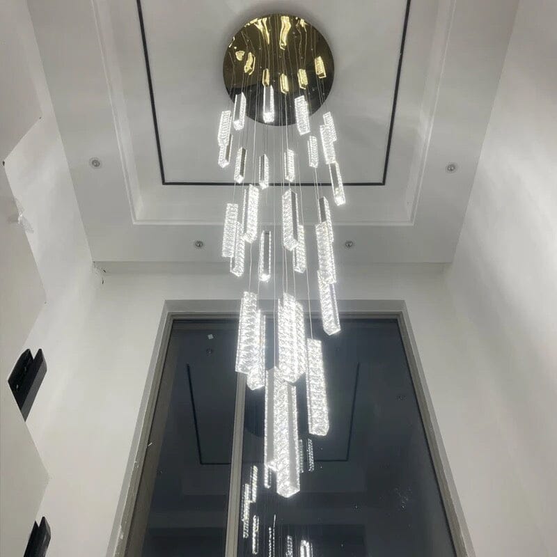 LustreCrest Kristall-Kronleuchter für Treppen mit integrierter LED-Beleuchtung