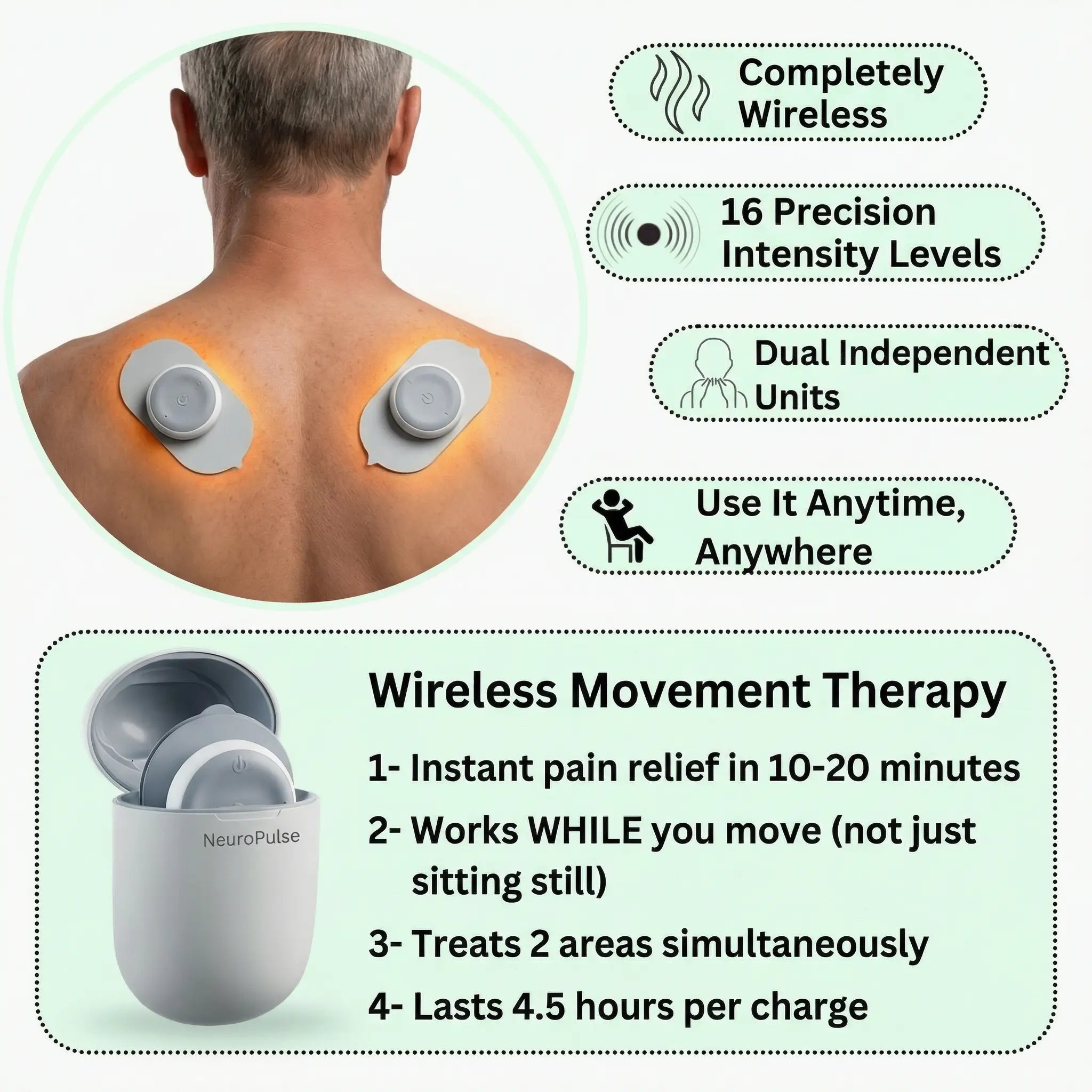 Cordless Muscle Therapy Device — 6 Modes, 16 Intensity Levels