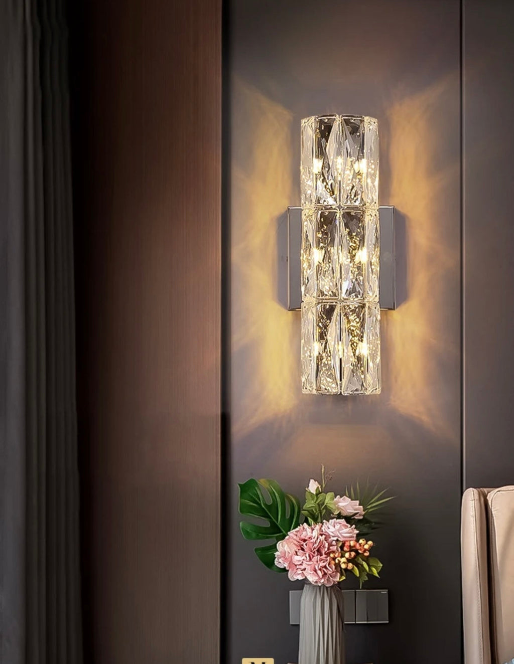 Luxuriöse Kristall-Villen-Wandleuchte – wandmontierte LED-G4-Leuchte