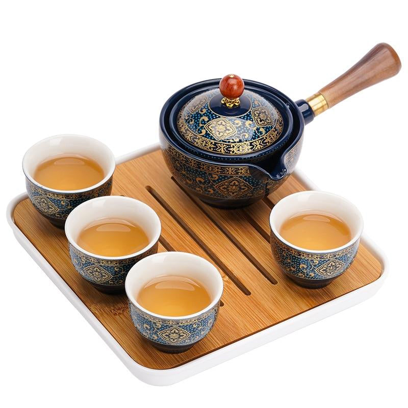 Five Piece Japanese Ceramic Teapot Set – Rotating Center Design
