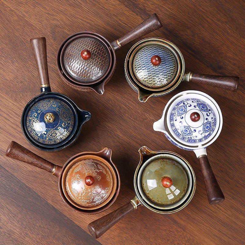 Five Piece Japanese Ceramic Teapot Set – Rotating Center Design