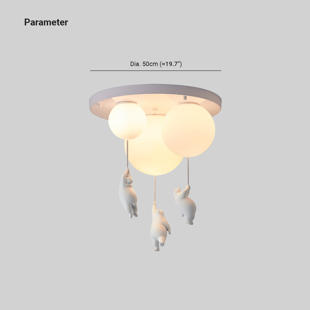 Bear and Balloon Kids Ceiling Light — White, LED E26, Acrylic Shade