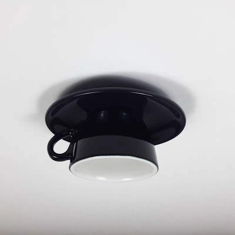 Ceramic Coffee Cup Ceiling Light — Integrated LED, Blue and Pink