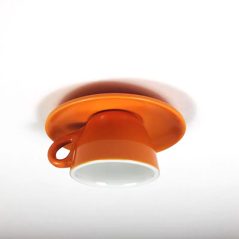 Ceramic Coffee Cup Ceiling Light — Integrated LED, Blue and Pink
