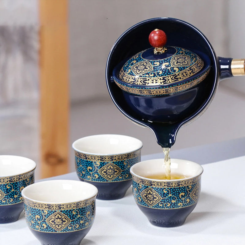 Five Piece Japanese Ceramic Teapot Set – Rotating Center Design