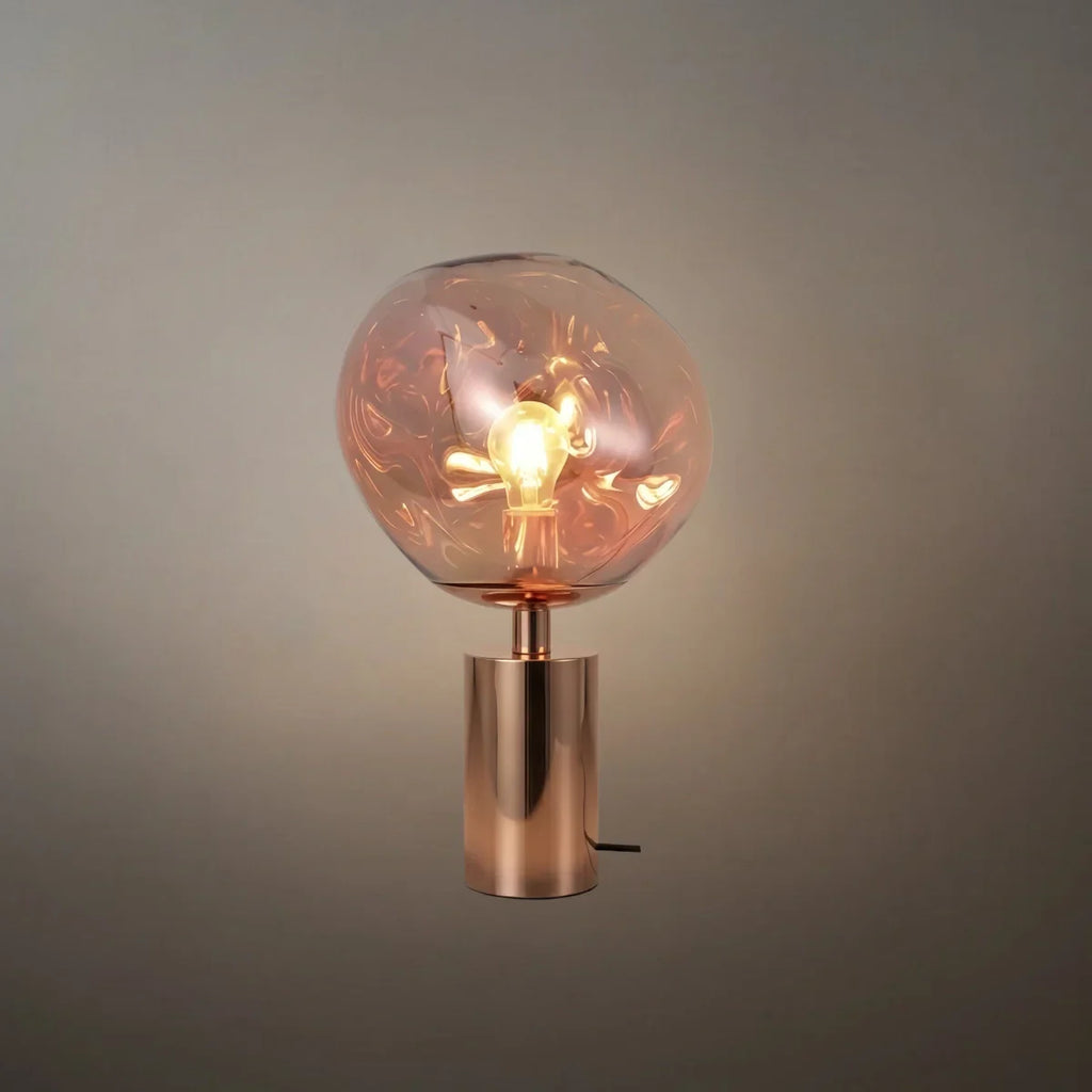 Lampe de table moderne — Métal chrome/or/orange pour salon - Flindria