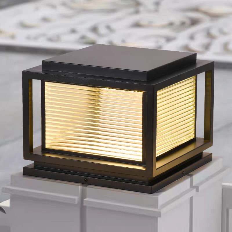 Moderne LED Buitenpilaarlampen - Zwart Metaal/Glas Zonne Rechthoekige Tuin - Flindria